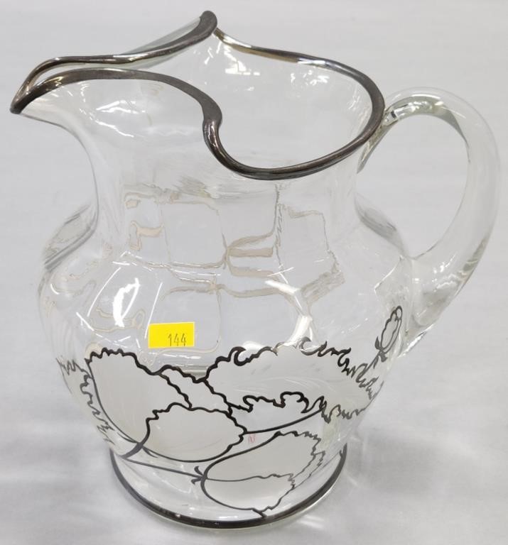 Cambridge Glass Sterling Overlay Pitcher