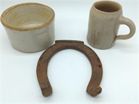 Ceramic Bowl,  Ceramic Mug, and Horseshoe