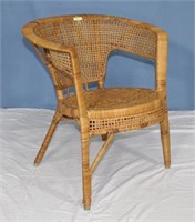 Wicker Curved Back  Arm Chair Seat Height 17"