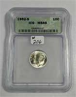 1952-S  Roosevelt Dime   ICG MS-66