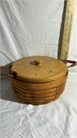Longaberger basket with lid and leather handles