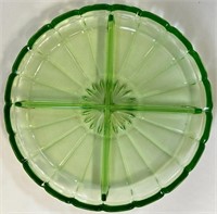 SWEET URANIUM GLASS 4 WAY DIVIDED DISH