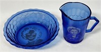 NICE COBALT GLASS SHIRLEY TEMPLE SERVINGS PIECES