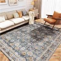 WFF8962  SIXHOME 5x7 Washable Area Rug, Blue