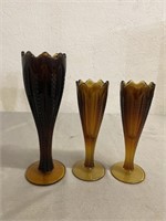 Lot of 3- Tiara Zipper Style Glass Vase
