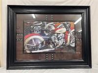 LARGE HEAVY framed motorcycle print