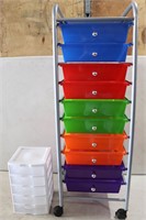 10-Drawer Plastic Shelving Unit & 1 Other