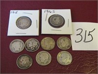 9- MIXED SILVER DIMES, 1916S,1913,1915,OTHERS