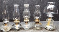 (5) Glass Oil / Kerosene Lamps