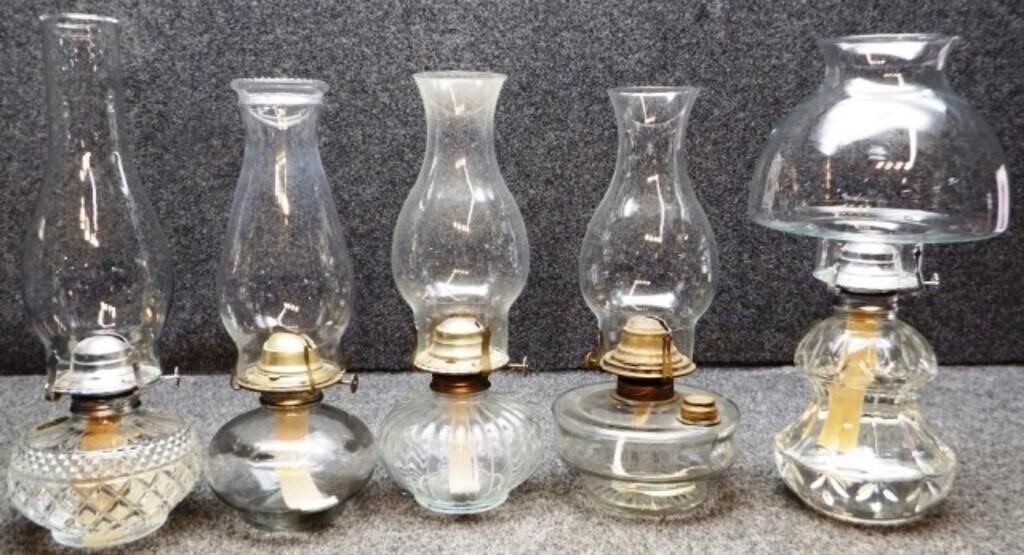 (5) Glass Oil / Kerosene Lamps