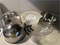 Kettle, measuring cups and more