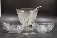 GLASSWARE, DESSERT DISHES, PUNCH-BOWL AND FLUTES