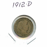 1912-D Barber Silver Dime