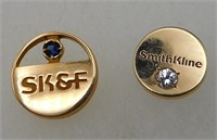 10k Gold Smithkline & SK7F Tie Tacks 3.7g