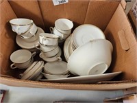 Vintage Cups Saucers Bowls Plates, some cracks
