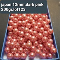 JAPAN VTG 12MM 2 HOLES DARK PINK PEARLS 200 GRAMS