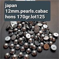 JAPAN VTG 12MM HALF PEARL GREY FLAT BACK 170GR