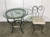 Glass top table w/ chair