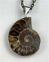 Agatized Ammonite Pendant Necklace