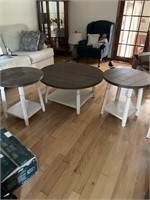 Farmhouse side tables and coffee table