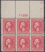 US Stamps #527 Plate Block of 6 Mint LH CV $185