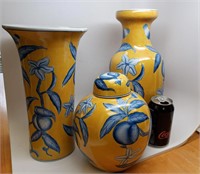 Three Matching Ceramic Vases