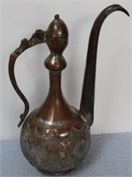 Copper Plated Metal Ewer - 11 1/2" tall