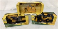 3 Ertl JD Bulldozer,Excavator,Wheel loader,NIB