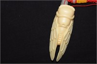 Carved Tagua Nut Cicada on Cord