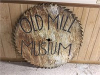 Early Old Mill museum large saw blade sign