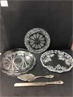 Glass trays and serving set
