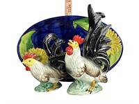Rooster a ceramic Sculptures (2), Italian Hand