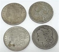 Lot of 4 Silver Morgan Dollars