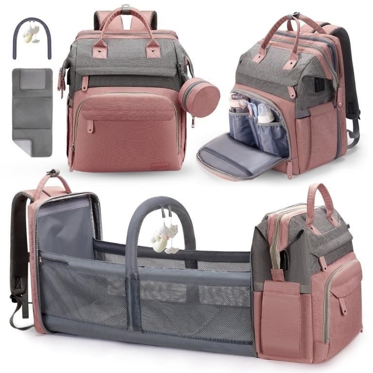 B2895  Derstuewe Diaper Bag Backpack, Pink