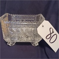 CRYSTAL FOOTED ETCHED DISH