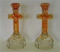 Crucifix candlesticks - marigold