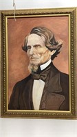 Jefferson Davis portrait, hand painted on board,