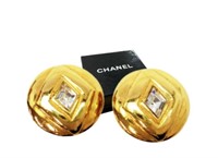 Chanel Rhinestone Clip-On Earrings