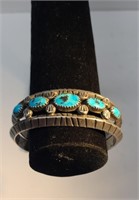 Native American Turquoise Mounted Cuff " E. Claw"