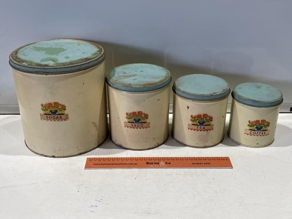 Set Of 4 Vintage Kitchen Canisters