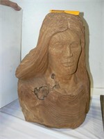 LARGE CARVED WOODEN INDIAN MAIDEN (18" TALL)