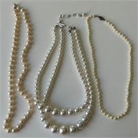 J - 3 COSTUME JEWELRY PEARL NECKLACES (J17 1)