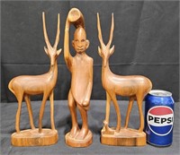 1940s-1960s Kenyan Hand Carved Wood Figurines