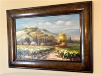 Large Mediterranean Vineyard Print on Canvas