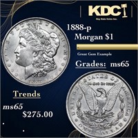 1888-p Morgan Dollar 1 Grades GEM Unc