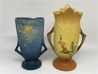 Roseville Pottery Columbine & Bittersweet Vases.