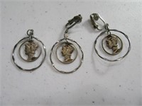 3pc MercuryDime Silver Cutout Necklace & Pendant