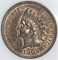 Key 1909-S Indian Head Cent AU Cleaned
