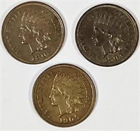 3 AU/UNC Indian Head Cents 1902, 03 & 05
