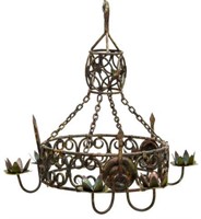 FRENCH COLONIAL STYLE POLYCHROME IRON CANDELIER